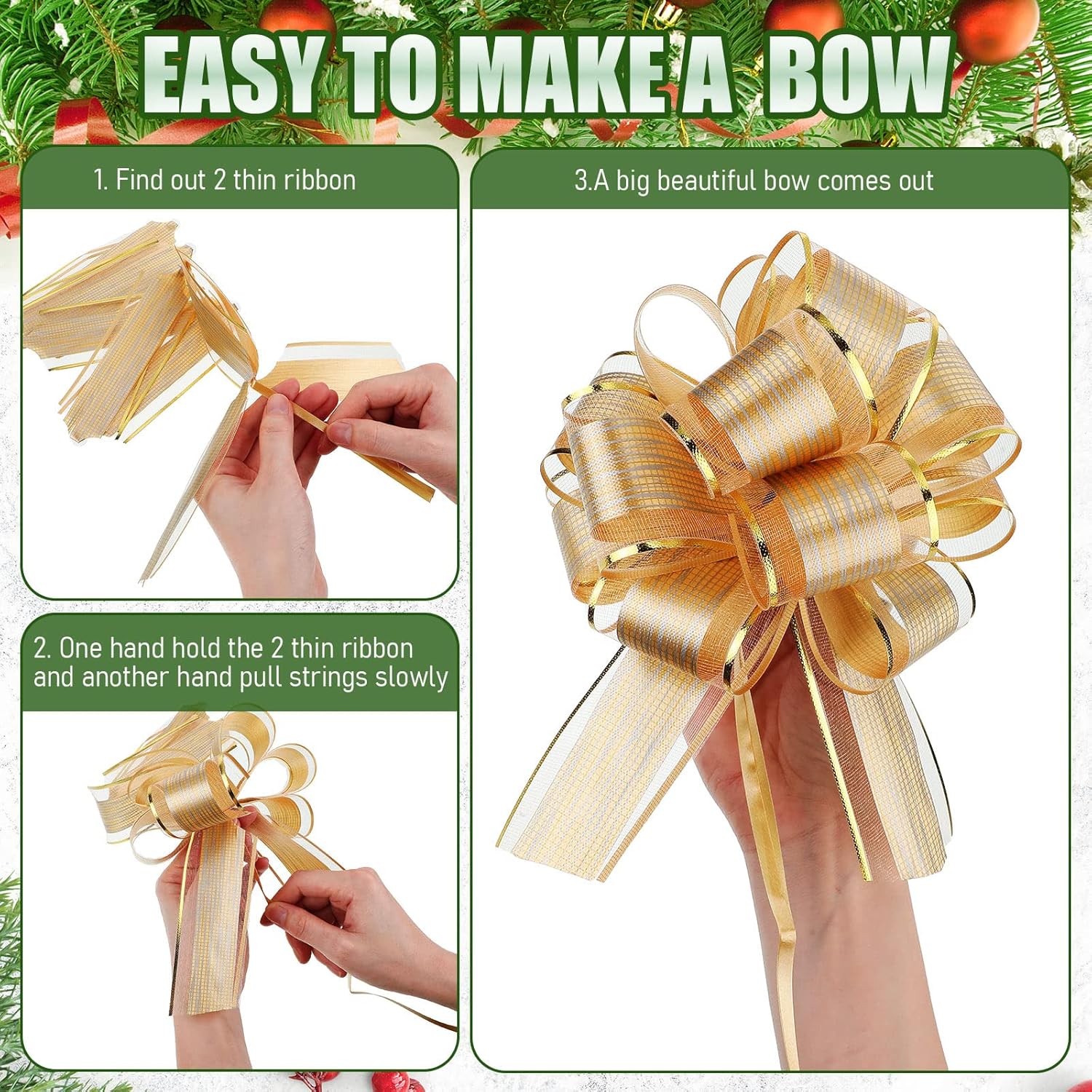 WILLBOND 20 Pieces 6 Inch Pull Bows Gift Wrapping Ribbon Pull Bows for Valentine Wedding Baskets Christmas Multicolor Wrap Accessory for Gift Present Holiday Decor(Assorted Color) - Image 2