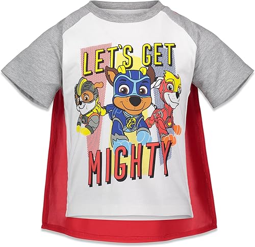 Miniatura 3 de Nickelodeon Paw Patrol Chase Marshall Rubble Big Boys - Conjunto de camiseta gráfica, capas y máscaras, 6 piezas