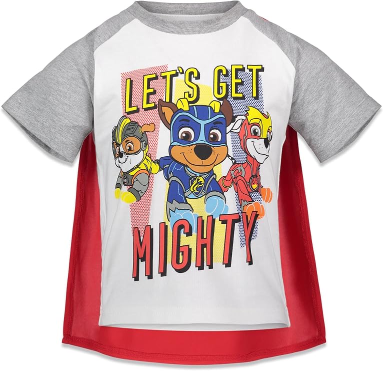 Nickelodeon Paw Patrol Chase Marshall Rubble Big Boys Graphic T-Shirt Capes and Masks 6 Piece Outfit Set