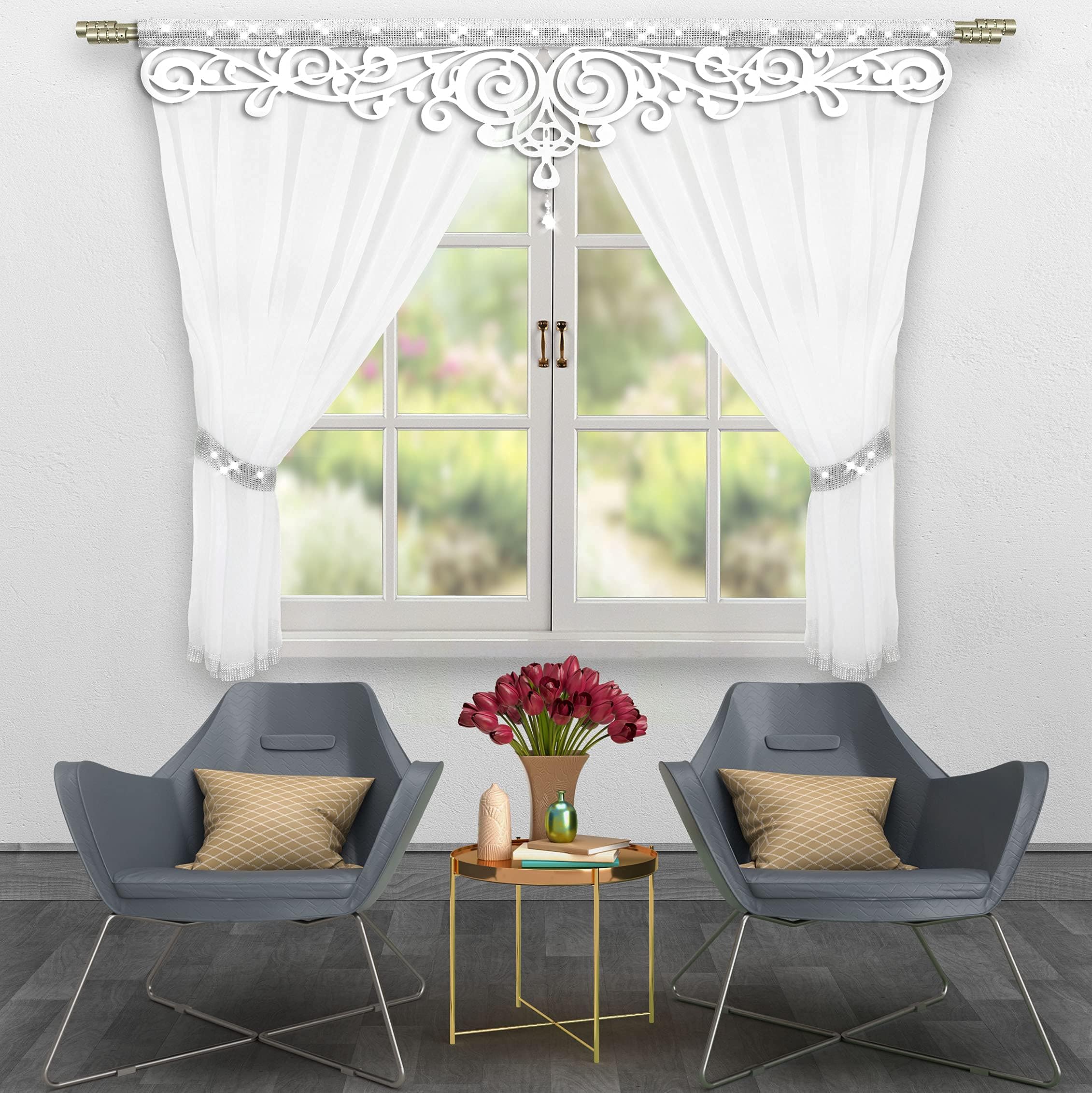 NEU Exklusive Vorhänge Fertiggardine Gardine Paneel Mit Zirkonia 325x250 Cm Set