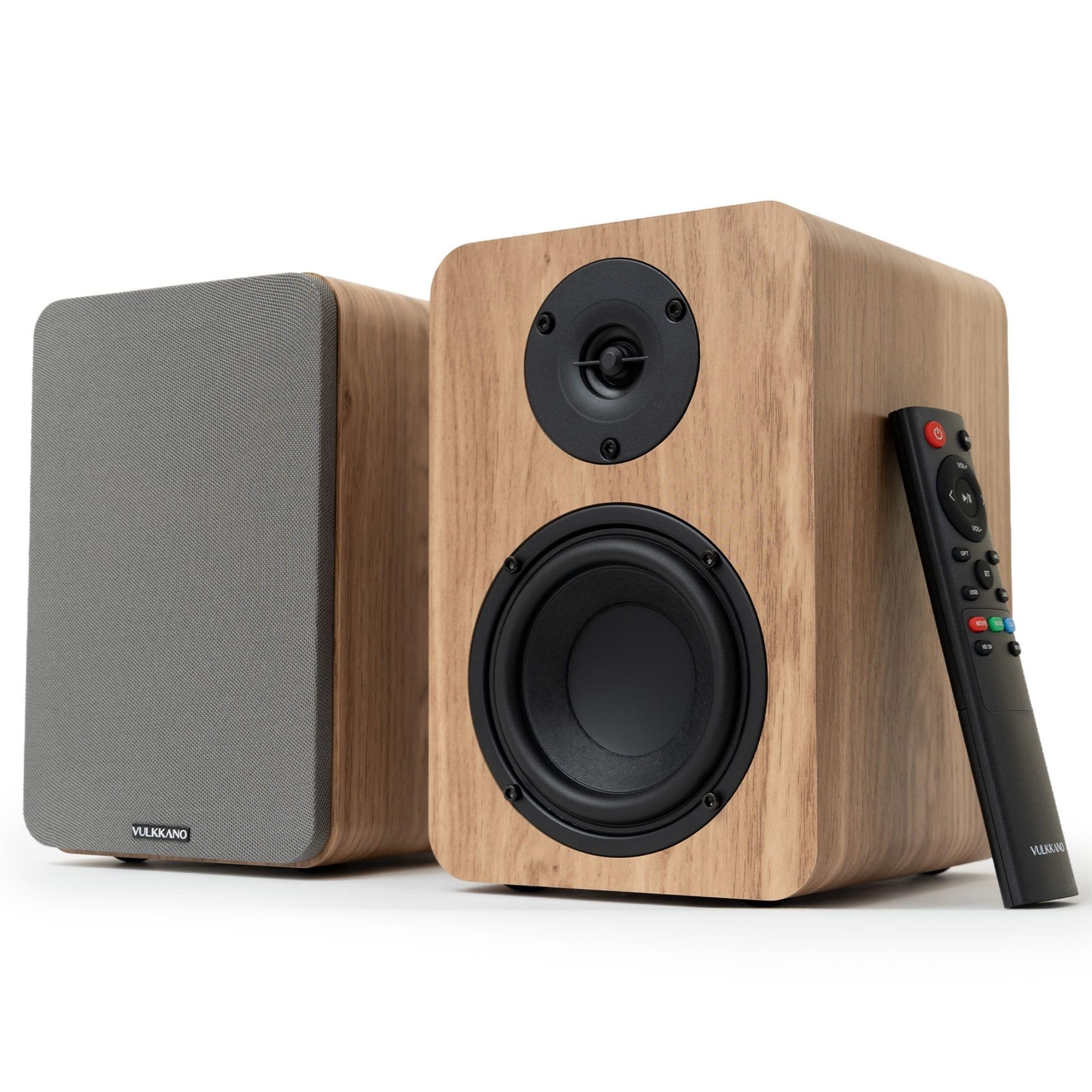 VULKKANO A4 ARC MKII - Altoparlanti autoamplificati con woofer da 4", Bluetooth 5.0, HDMI ARC, ottico, RCA, USB, con uscita subwoofer, monitor da studio dal design elegante, colore marrone