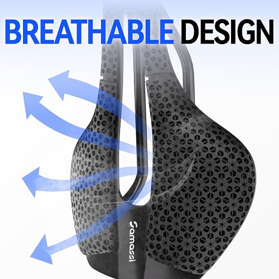 3D Printed Bike Saddle | Comfortable Road Bike Seat Cushion for Men and Women| Lightweight Carbon Fiber Bicycle Seat, Shock Absorbing and Breathable | Ideal for MTB BMX XC Gravel Bikes