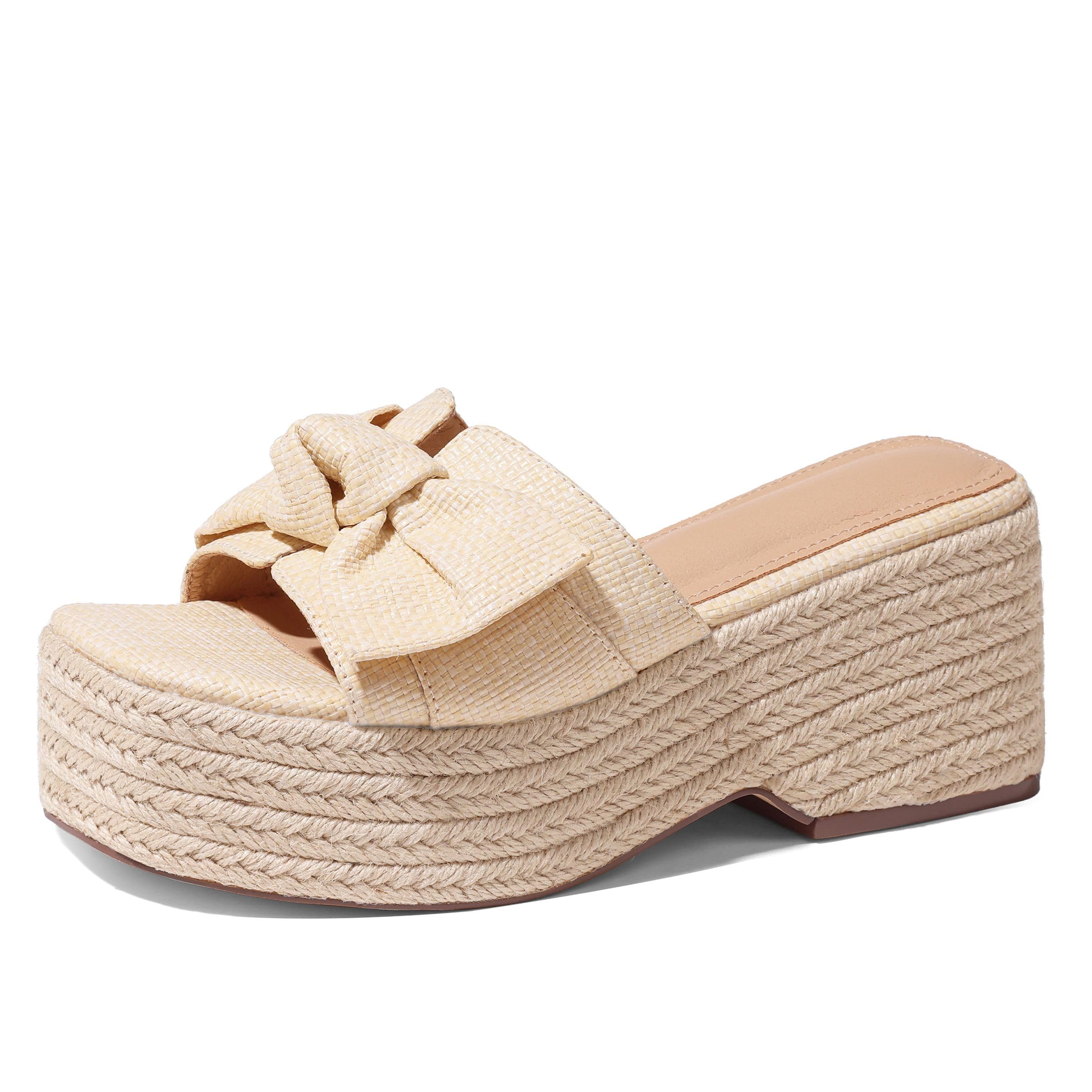 Erocalli Women's Espadrilles Platform Sandals Wedges Slides Sandals Open Toe Fashion Summer Outdoor Beach Sandals