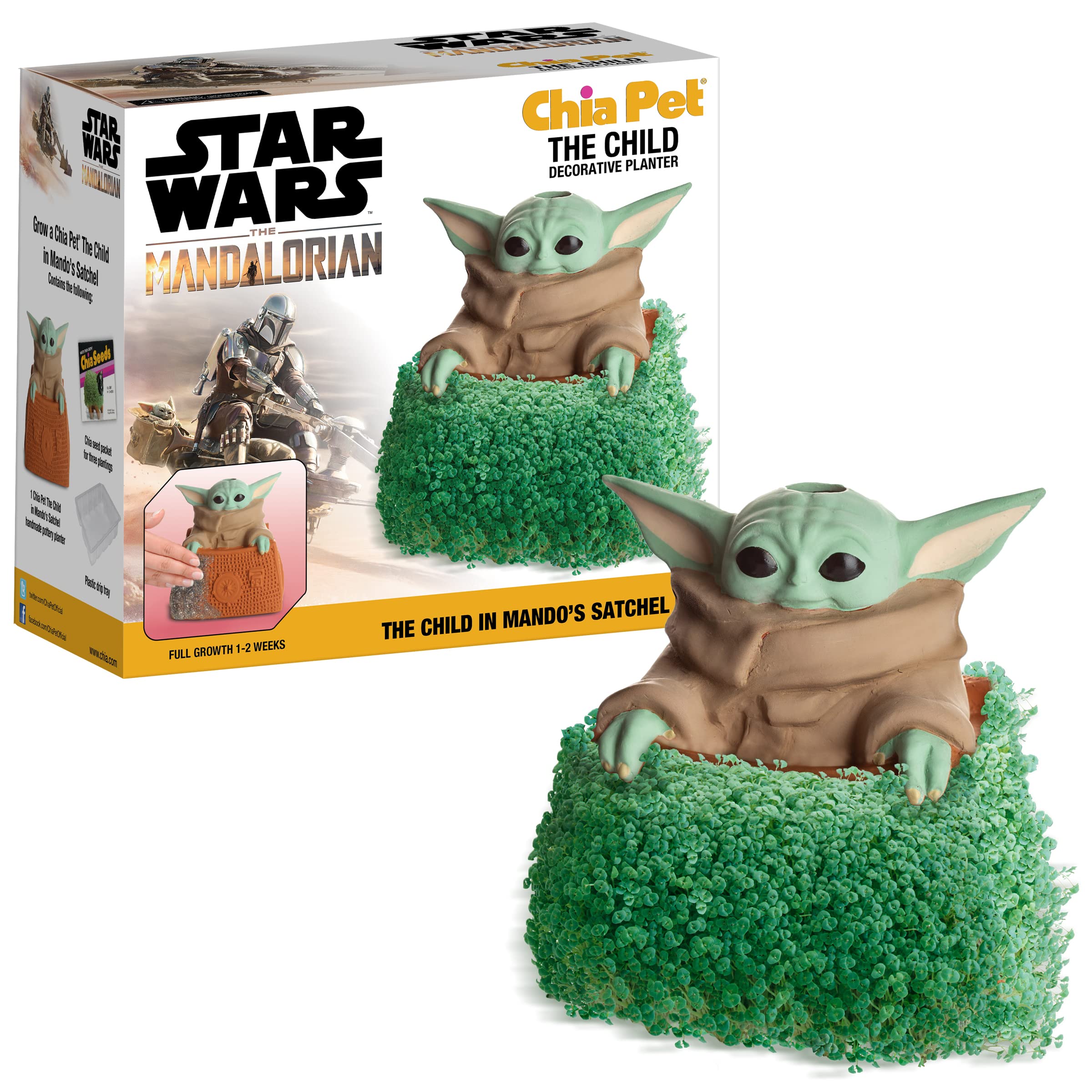 Chia Pet Star Wars the Child in Mandos Satchel with Seed Pack, Decorative Pottery Planter, Easy to Do and Fun to Grow, Novelty Gift, Perfect for Any Occasion