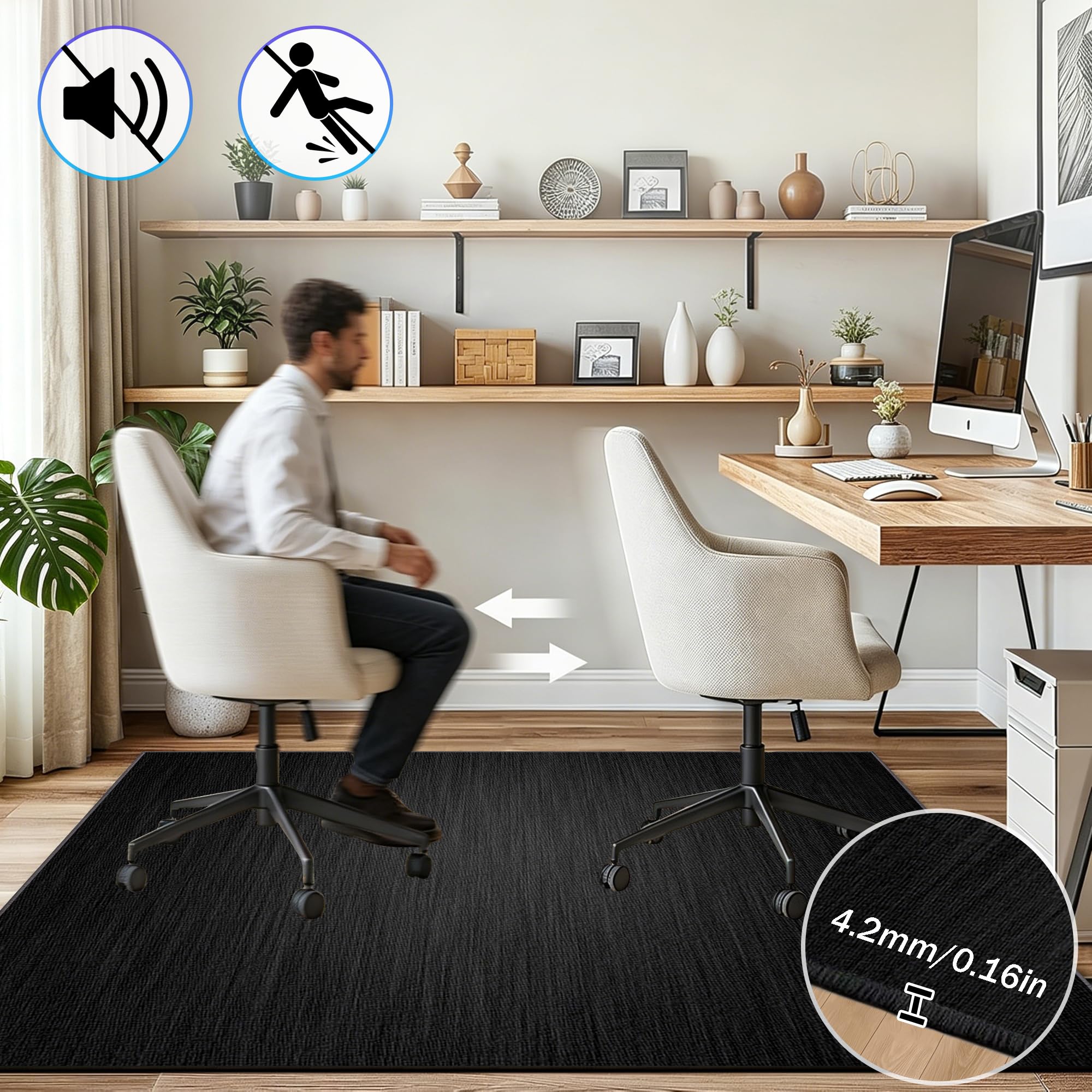 Teppich-Stuhlmatte, bürostuhl unterlage teppich, Gaming Teppich Stuhlunterlage 110 x 140 cm Bodenschutzmatte für Hartböden, schreibtischstuhl unterlage für Laminat, Bürostuhl Matte für Bodenschutz