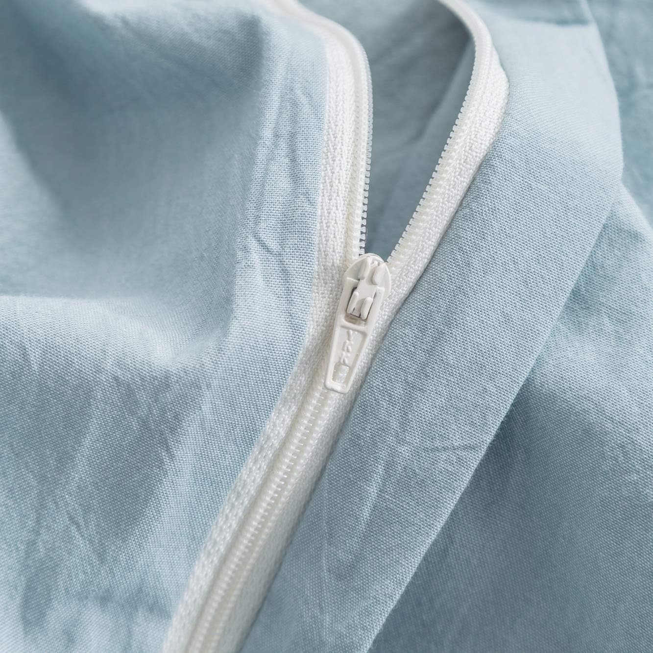 SUSYBAO Light Blue Duvet Cover King 100% Washed Cotton 3 Pcs Set 1 Baby Blue Vintage Duvet Cover with Zipper Ties 2 Pillowcases Farmhouse Spring Bedding Set Soft