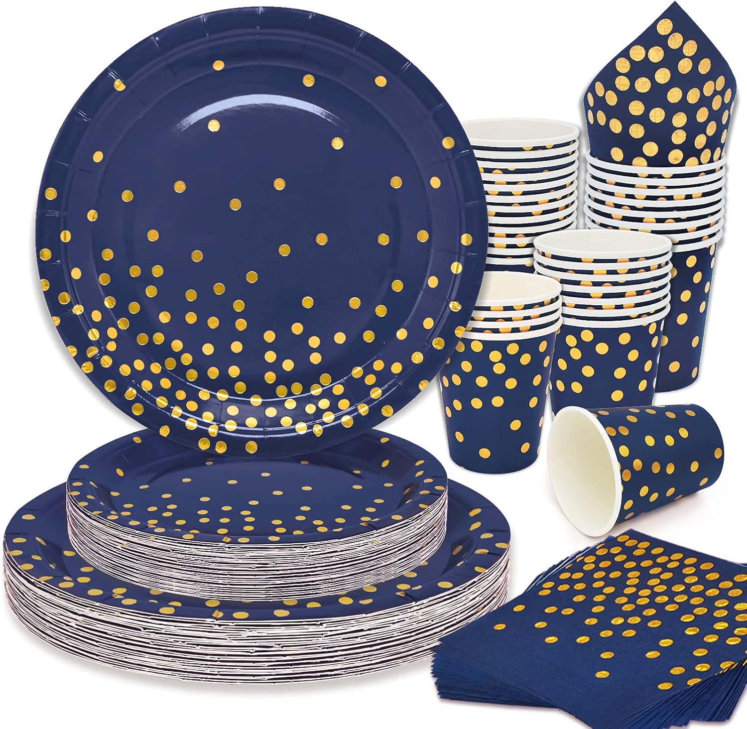 Blue and Gold Disposable Plates Navy Blue Party Plates Napkins and Cups