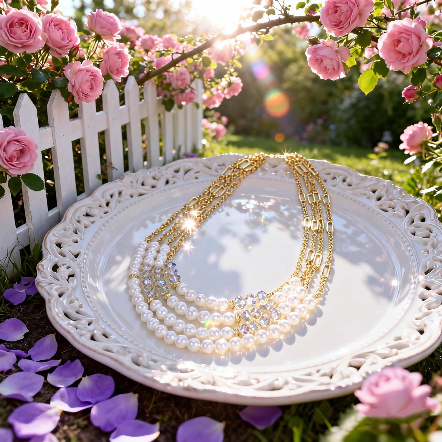 Long Fashion Pearl Necklace for Women, Fashion Faux Pearl Statement Layered Chain Necklace, Short Layered Pearl Strand Necklace, Costume Jewelry - Image 3