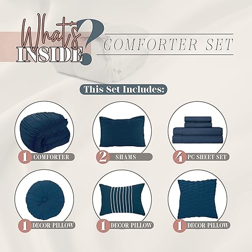 Miniatura 3 de Elegant Comfort El juego de edredón plisado de 10 piezas más suave y acogedor, con volantes fruncidos con almohadas decorativas y sábana bajera con