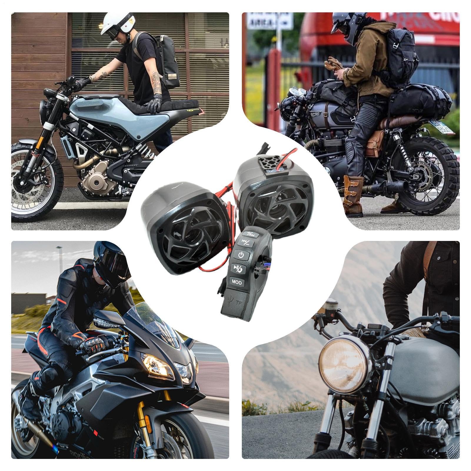 Altavoces para Moto - de Altavoces con Amplificador para Motos y Vehículos,Altavoz Potente y Versátil de Instalación Fácil para Scooter, Adultos, Adolescentes y Familia