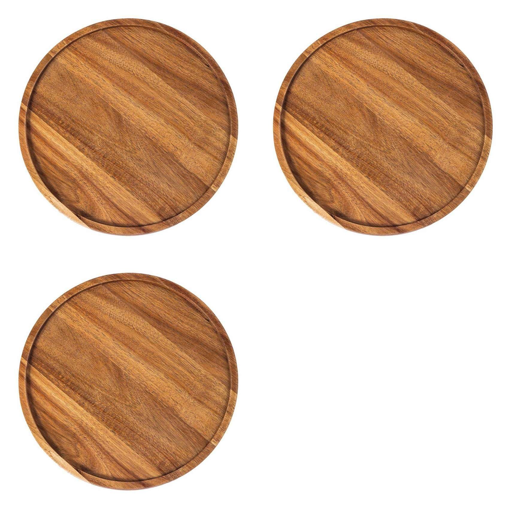 Hndhbfgrt 3X Round Wood Tray,Wooden Serving Tray,Serving Platter,Appetizer Charcuterie Board,for Kitchen/Countertop A