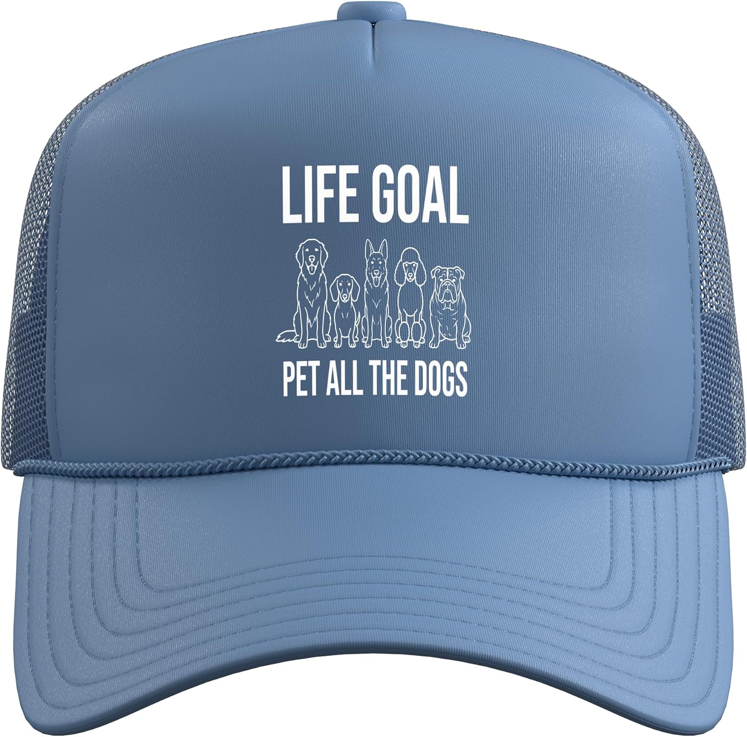 Life Goal Pet All The Dogs | Funny Dog Lover Trucker Hat with Adjustable Mesh Back image 2