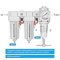 Vista 5 de NANPU Sistema de secado de aire de alta presión con mango en T NPT de 1/2 pulgada, filtro de partículas doble de 5 micrones y pistón regulador