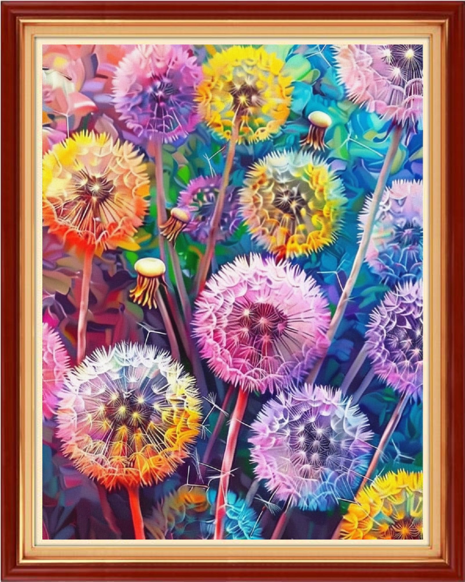 Findvoor Stamped Cross Stitch Kits for Beginners Full Range of Cross Stitching Embroidery Pattern for Adults, 11CT DIY Needlepoint Embroidery Starter Kits-Colorful Dandelion 16x20 inch