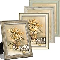 Vittanly 8x10 Picture Frame Set of 4 Vintage Rustic Multicolor Frames - Fits 5x7 with Mat or 8x10, Wall Tabletop Farmhouse Decor