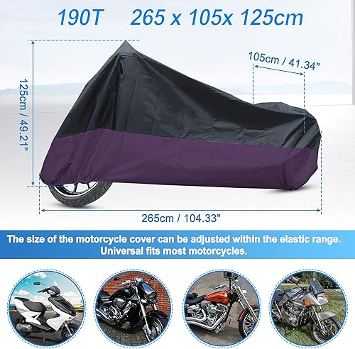 Miniatura 4 de uxcell Funda impermeable para motocicleta, 180T, XXL, negro, morado, para Honda Shadow ACE Spirit Sabre 600, 750, 1100 VT