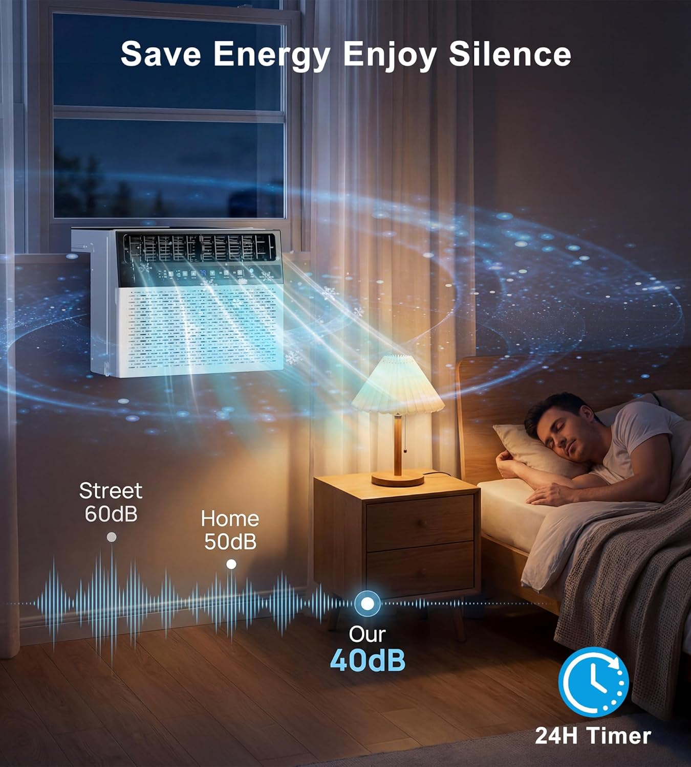 AKIRES U-Shaped Window Air Conditioner, 10,000BTU Air Conditioner Window Unit, Cools up to 450 Sq. Ft, Window AC with Cool, Fan, Dry, Sleep, Energy Saver, and Auto,6 Modes,24H Timer,Home,Office