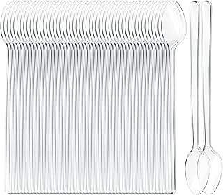 200 Pieces Long Clear Plastic Ice Cream Spoons 7.09 Inch Disposable Utensils Sundae Spoons Long Handle Spoon for Ice Cream, Milkshakes, Tea and Floats, Stirring Cocktails and Tall Ice Beverages