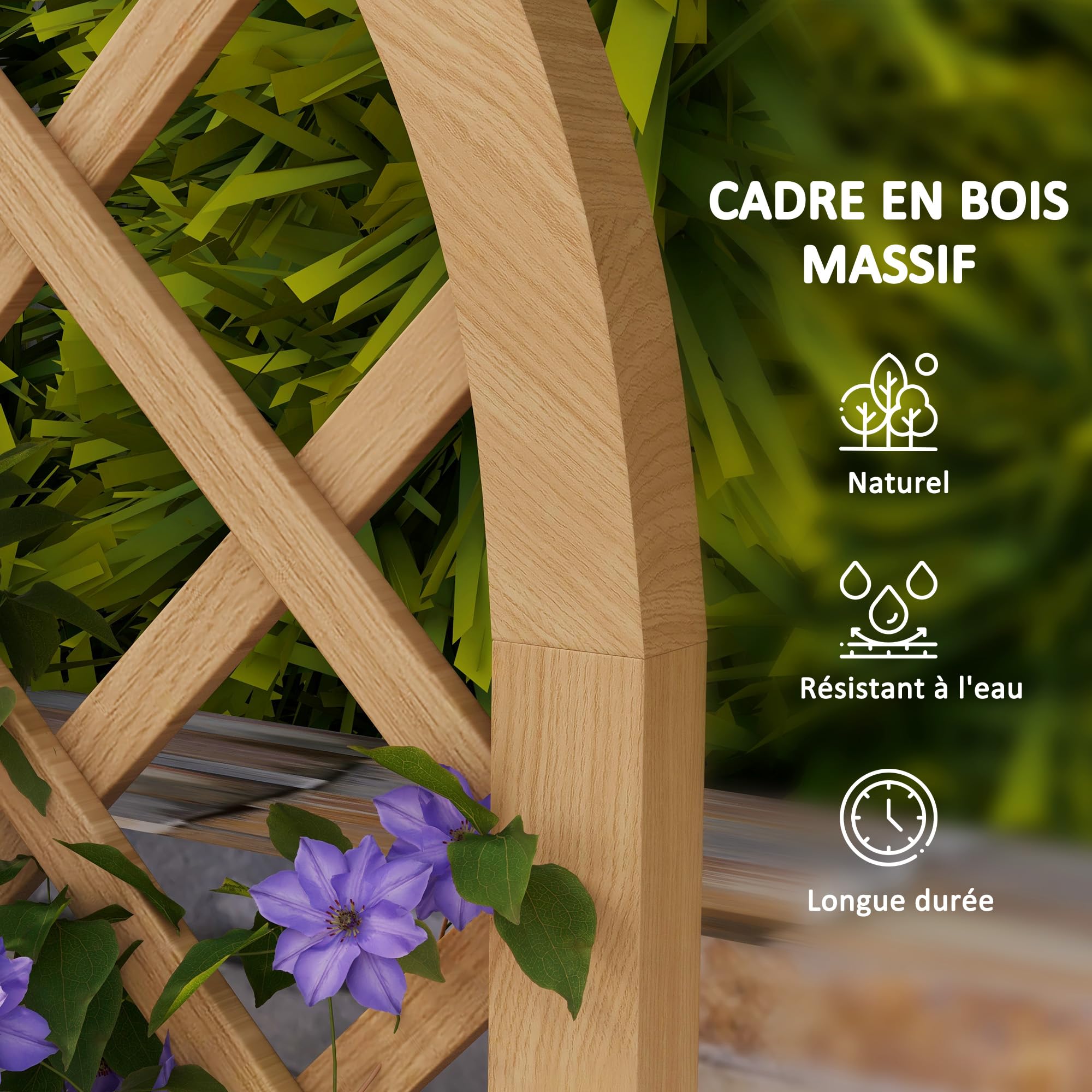 Outsunny Lot de 2 Treillis en Bois pour Le Jardin - Panneau Arc pour Plantes grimpantes - dim. Un Panneau : 60L x 120H cm