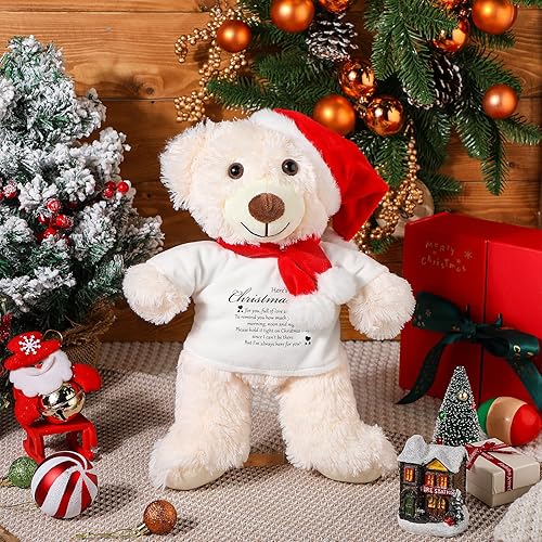 Miniatura 5 de Lenwen Oso de peluche de Navidad, la noche antes de Navidad, regalo inspirador, oso de peluche con texto en inglés "Get Well Soon", regalo para