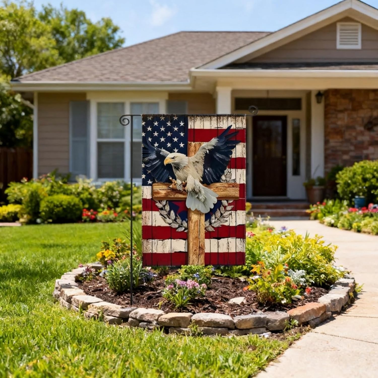 Patriotic Stars and Stripes Eagle Garden Flag 12x18 Inch Double Sided Outside, USA 4th of July Memorial Day Independence Day Yard Outdoor Decoration for All Seasons - Image 9