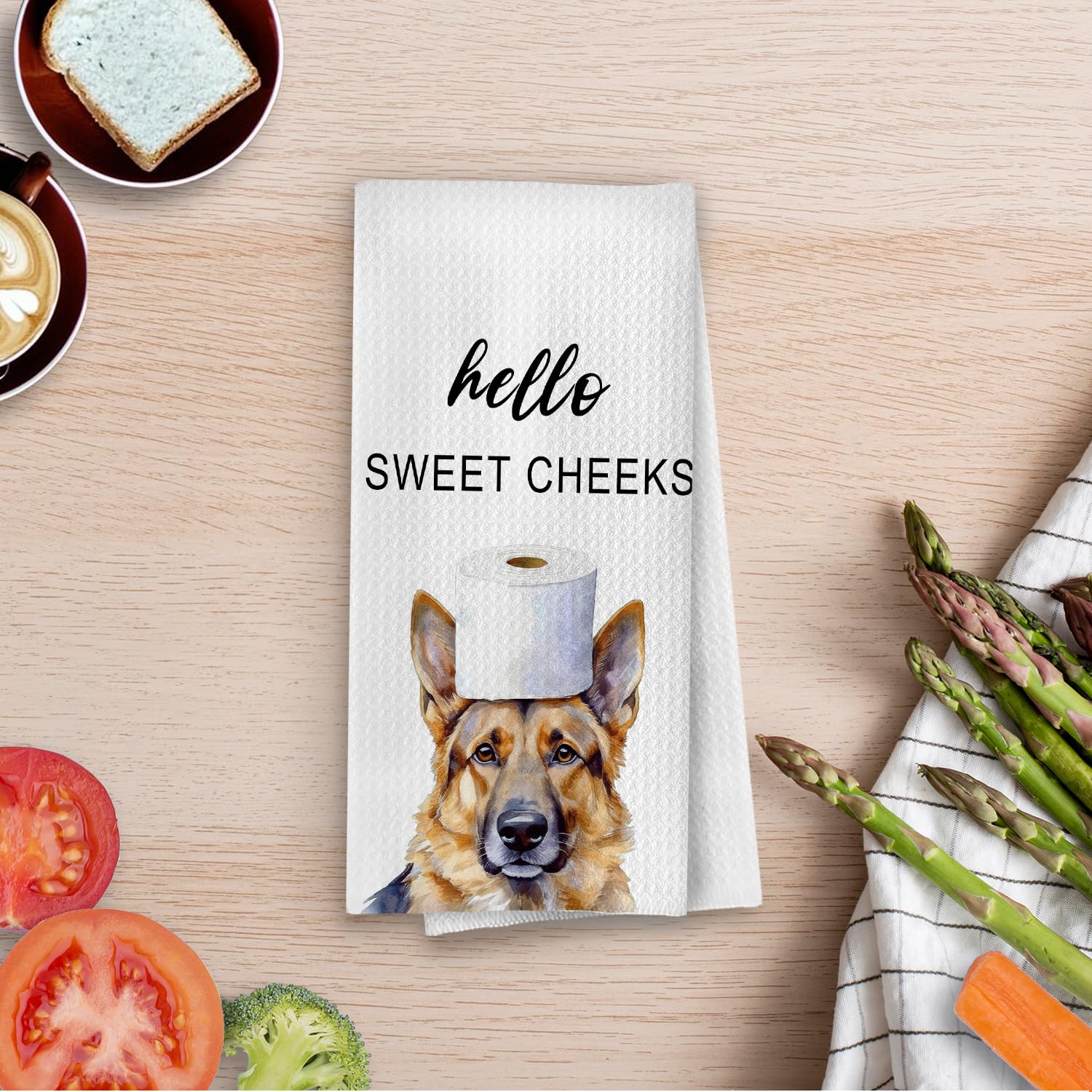 German Shepherd Bathroom Towels - Funny German Shepherd Decorative Waffle Weave Hand Towels for Toilet Bathroom, 16×24 Inches