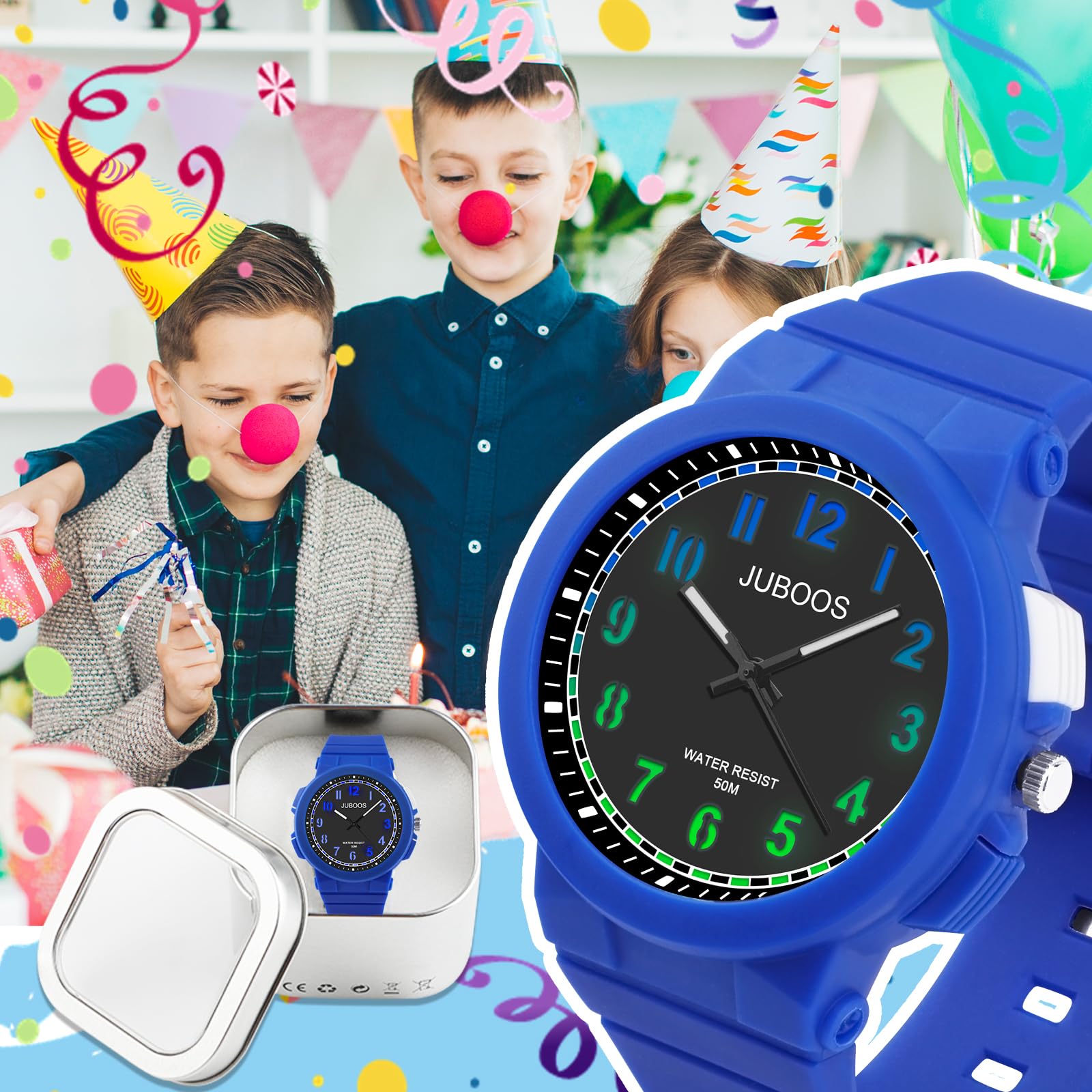 Juboos Nuovi Orologi per Bambini a 7 Colori,Orologio Analogico al Quarzo per Bambini per Ragazzi e Ragazze,Orologi Impermeabili per Insegnare il Tempo,Cinturino Morbido per Orologi 5-16