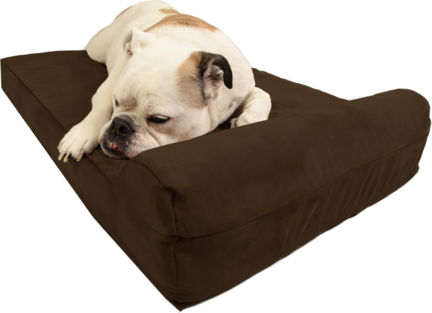 Barker Junior - 4" Pillow Top Orthopedic Dog Bed with Headrest for Medium Size Dogs 30-50 Pounds