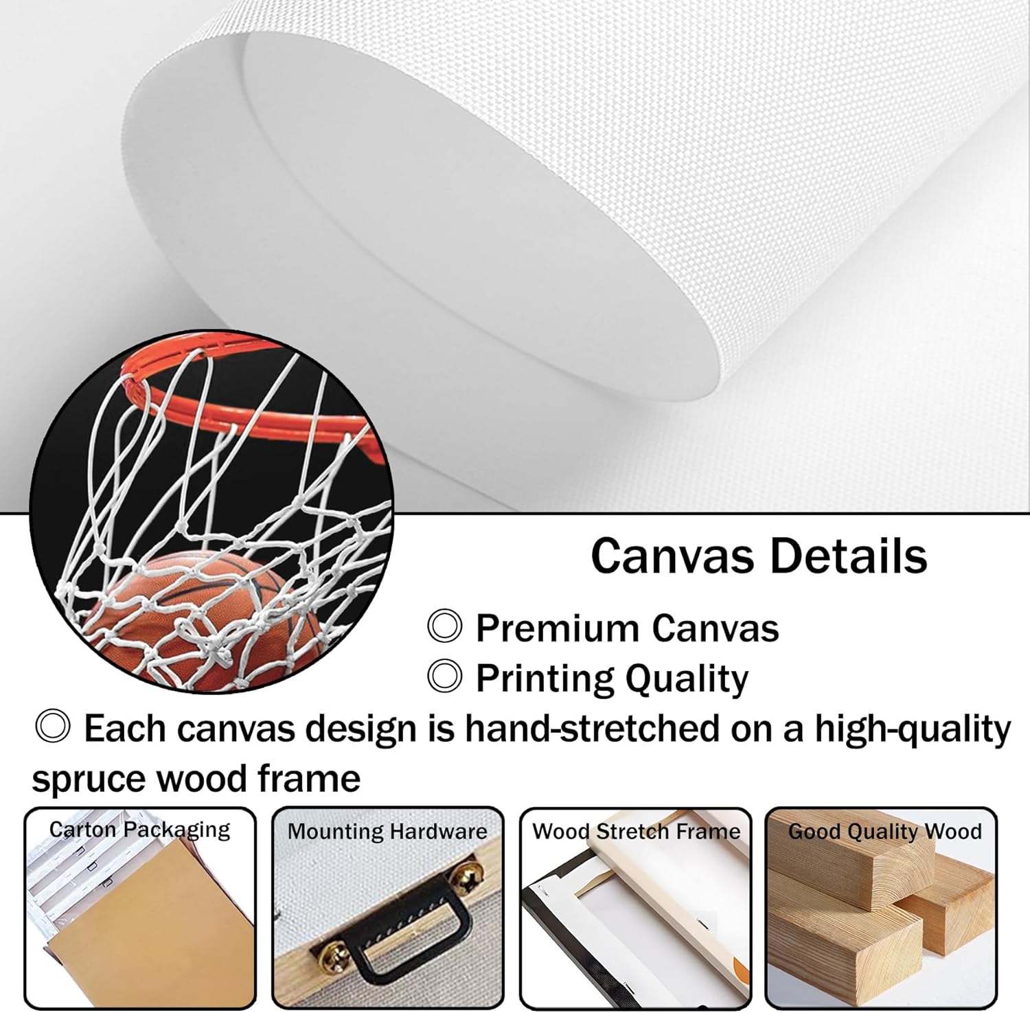 3 Panel Red Basketball Canvas Wall Art, Basketball Hoop and Nets with Black Background Pictures Prints Wall Decor, 12"x16" Basketball Sport Theme Poster Printing Artwork for Home Bedroom Office