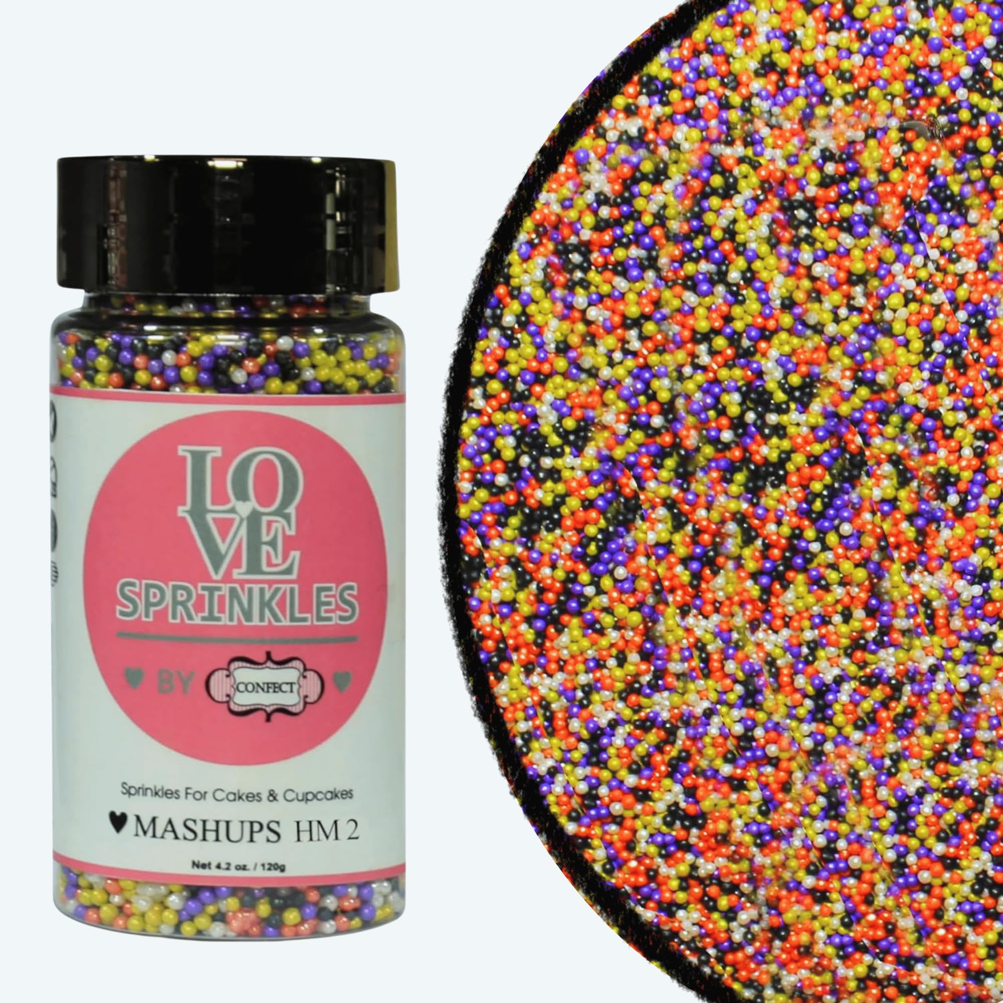 Confect Halloween Disco Ball Sprinkles Mix – Red, Orange, Midnight Purple, Ghost Black & Ghastly Green – Edible Scary Sprinkles for Cakes, Cupcakes, Cookies & Desserts – Spooky Baking Decoration- 120 Gms
