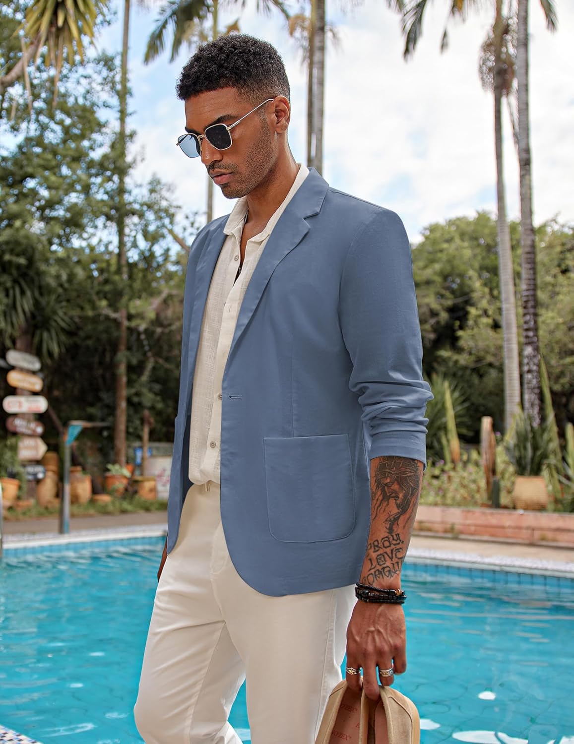 COOFANDY Men's Casual Linen Blazer Lightweight Regular Fit Sport Coat One Button Suit Jacket - Image 2