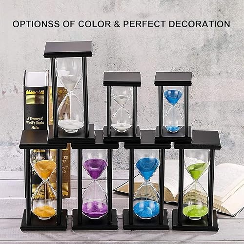 Miniatura 5 de SuLiao Reloj de arena de madera de 30 minutos, reloj de arena con soporte de madera negra, reloj de arena negra de 30 minutos, reloj antiguo de