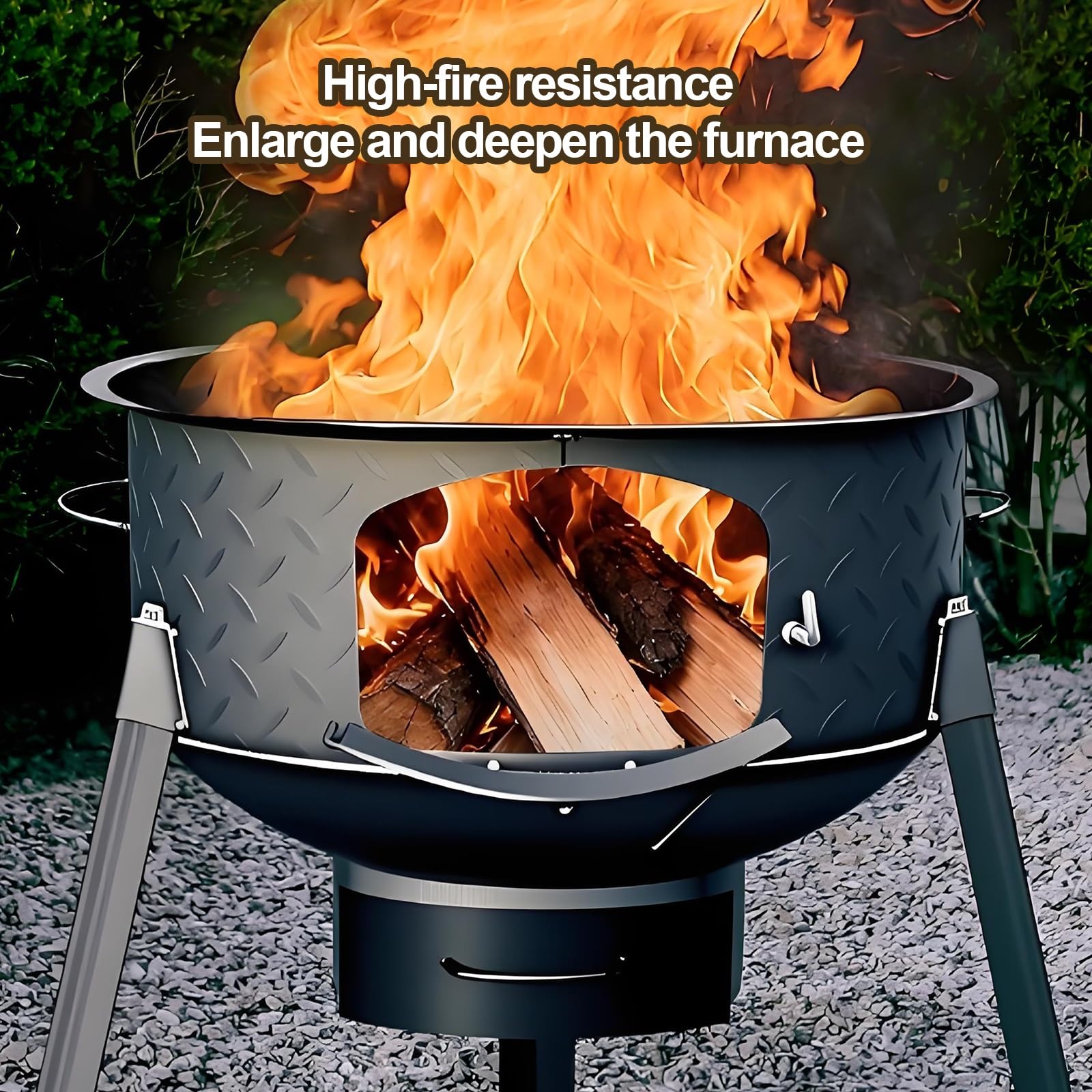 Estufa de Leña de Hierro Fundido Interior y Exterior Estufas de Camping Portátil de Acero Grueso con Patas de 70cm, Estufa Calefactora Multifunción(35cm)