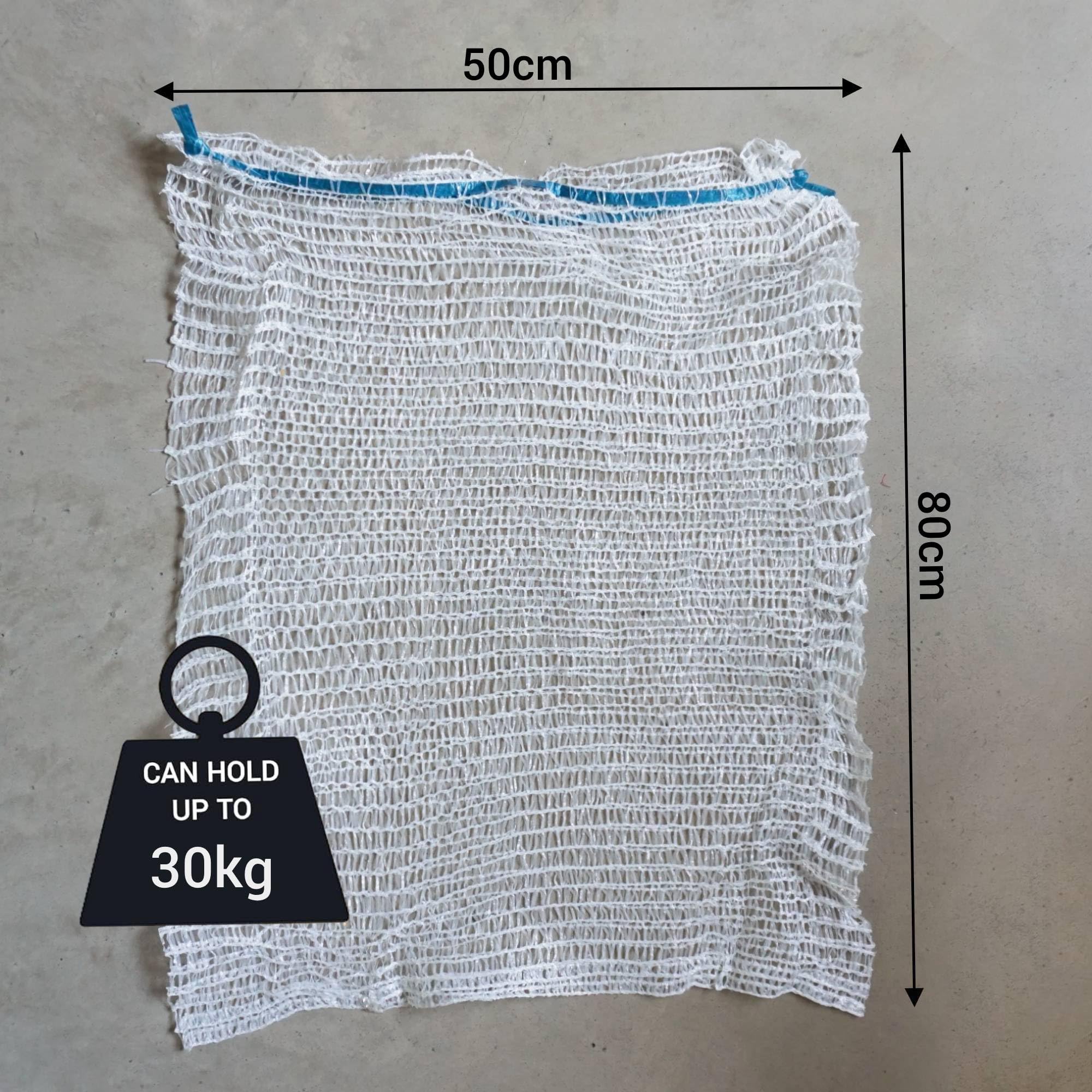 SKIR'CO (100 unidades) Bolsas de red de color blanco de 50 x 80 cm, bolsas Raschel con cordón, bolsas de malla de plástico para verduras, frutas