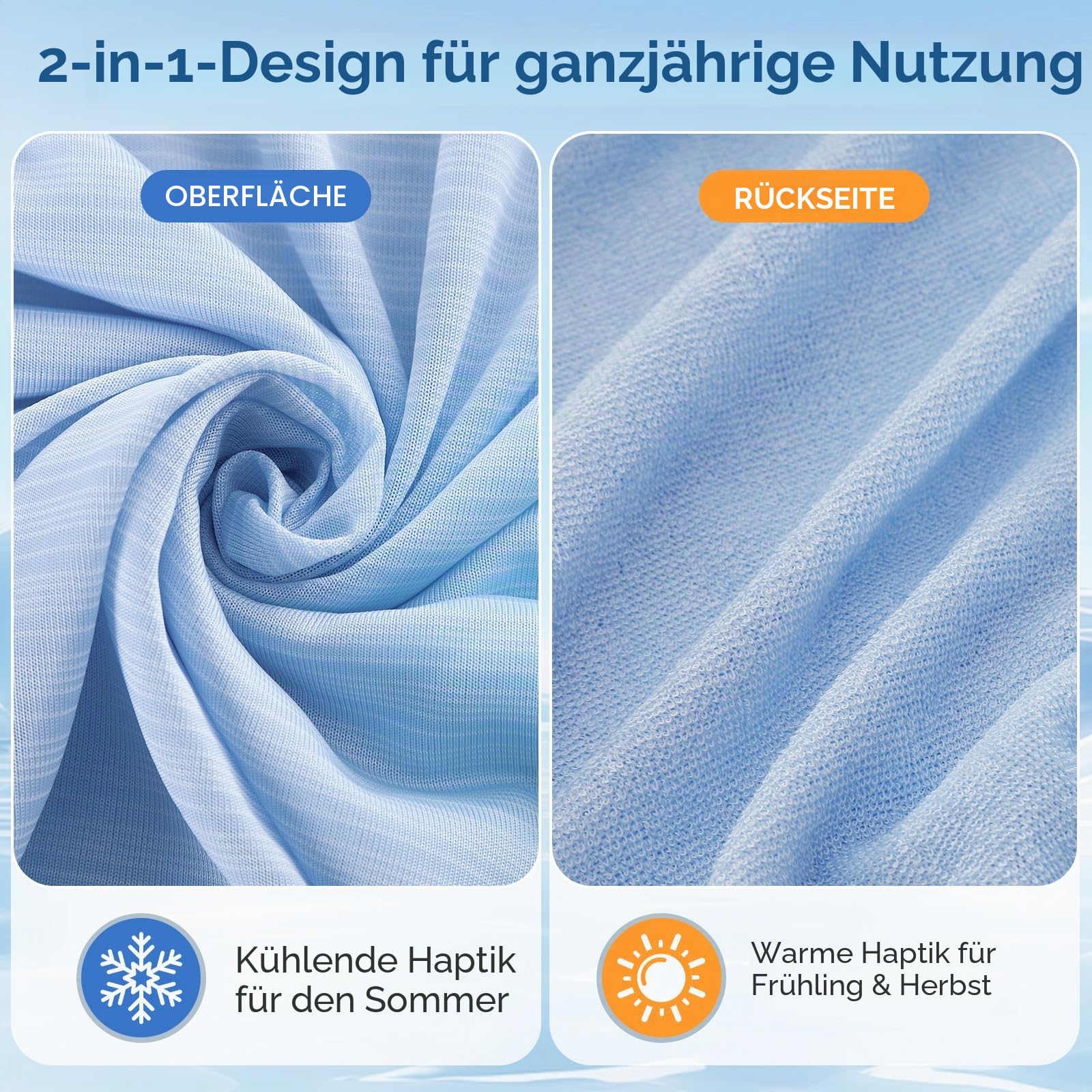 Marchpower Sommerdecke Mikrofaser Arc-Chill, Selbstkühlende Kühldecke Q-Max＞0.5, 150x200cm Blau