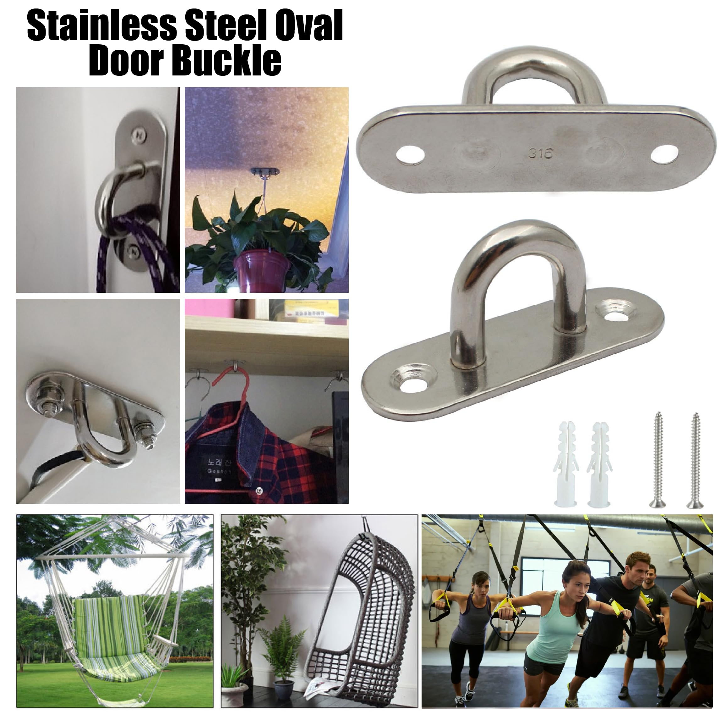 10 Pièces M5 Crochets De Plafond En Forme U En Acier Inoxydable 304 De Base 15 X 45mm Support Mural Plaques A Oeil Pour Fixer Les Cordons Sur Bateau Et Yoga Ou Suspendre Les Lustres De Plafond