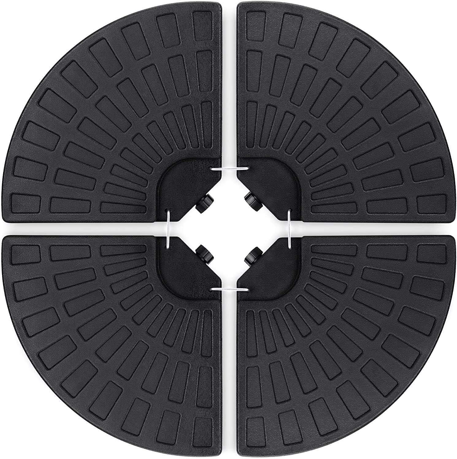 AmazingForLess 4-Piece Patio Umbrella Base Cantilever Off-Set Heavy Duty Umbrella Stand Easy-Fill Spouts Circle Base Plate Outdoor Patio Umbrella Base Stand - Fill with Sand or Water