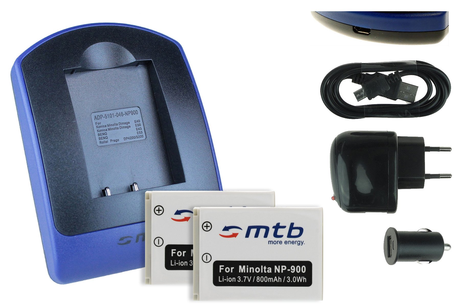 2 Batterie Di Ricambio NP-900 / Li-80B Compatibili Con Konica Minolta, Olympus, BenQ E Molte Altre Fotocamere
