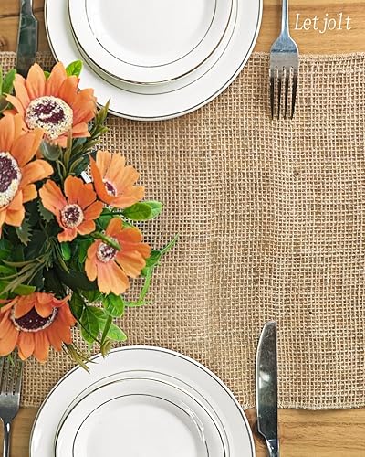 Miniatura 5 de Letjolt Camino de mesa de arpillera de 72 pulgadas, camino de mesa de yute rústico, decoración de mesa de yute tejido de yute