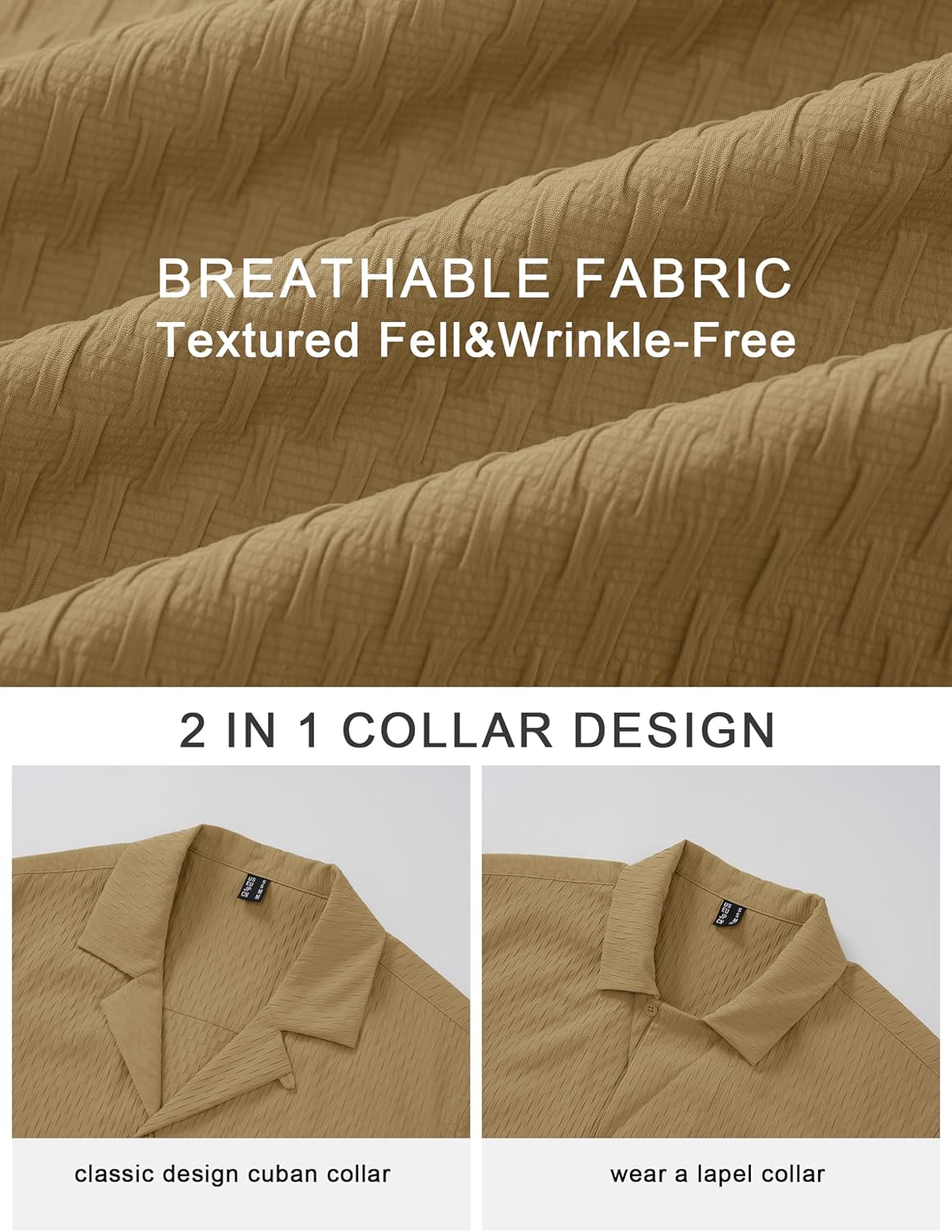 Cotrasen Men's Casual Short Sleeve Button Down Shirt Cuban Textured Summer Beach Shirts - Image 6