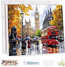 MEIYUDA Paint by Numbers Adults with City of London Frame, DIY Oil Painting with Numbers for Adults, Digital Oil Painting Kit for Adults, Canvas, Decoration 40 x 30 cm (Gift Box)