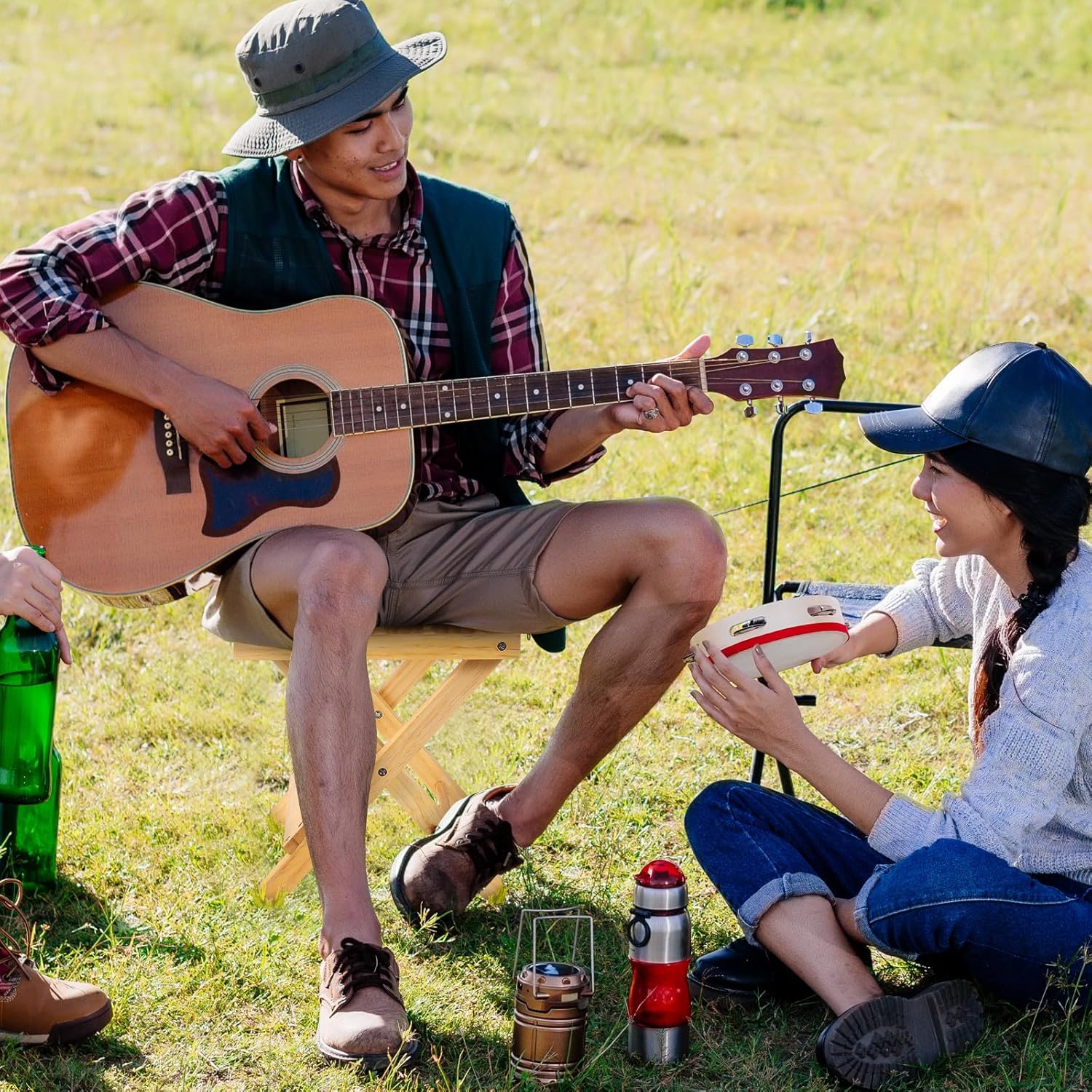 Mikikit Wooden Folding Side Table Portable Outdoor Wine Table Small Picnic Plant Rack for Garden Balcony Patio Use