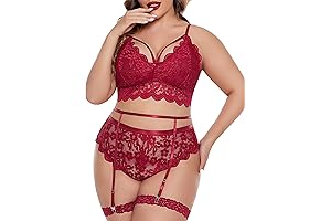Floral Lace Bra and Panties Set: Plus Size Indulgence for Daring Divas