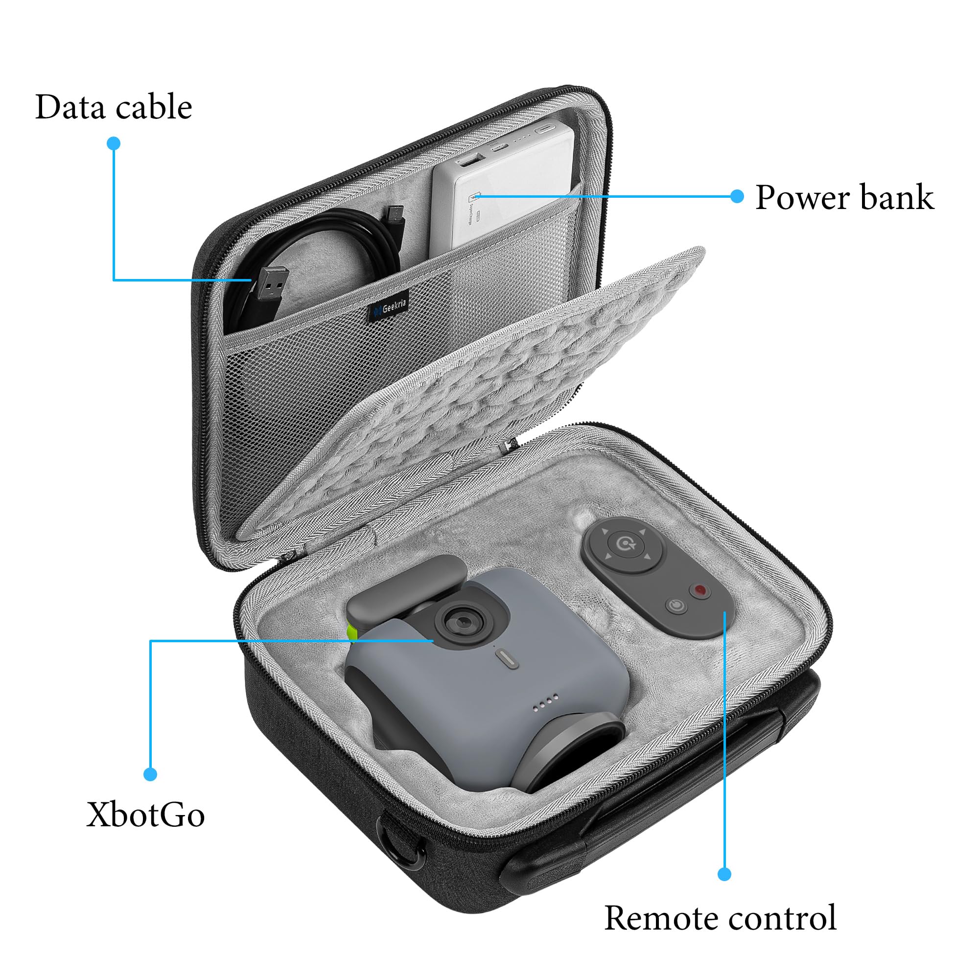GEEKRIA Custodia da trasporto compatibile con XbotGo, borsa da viaggio protettiva a guscio rigido Chameleon (grigio scuro)
