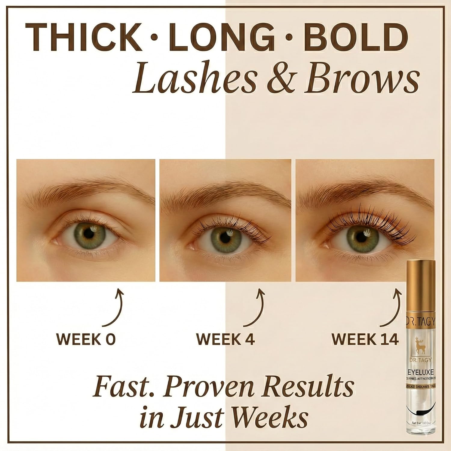 Lash & Brow Growth Serum – Water-Based, Oil-Free, No Milia Risk | DR.TAGY Eyeluxe Pack of 2 (2x5ml)