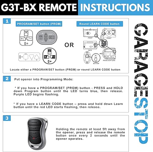 Miniatura 3 de 2X para mando a distancia de puerta de garaje Genie Intellicode, reemplazo de mando a distancia de puerta de garaje Genie G3T-BX G3T-R de 3 botones
