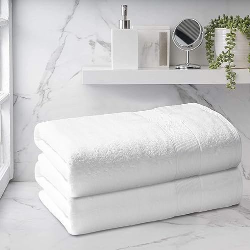 Miniatura 3 de Belizzi Home Juego de 2 toallas grandes de baño de algodón de alta calidad, 35x70 pulgadas, algodón 100% puro, ideal para uso diario, ultrasuave y