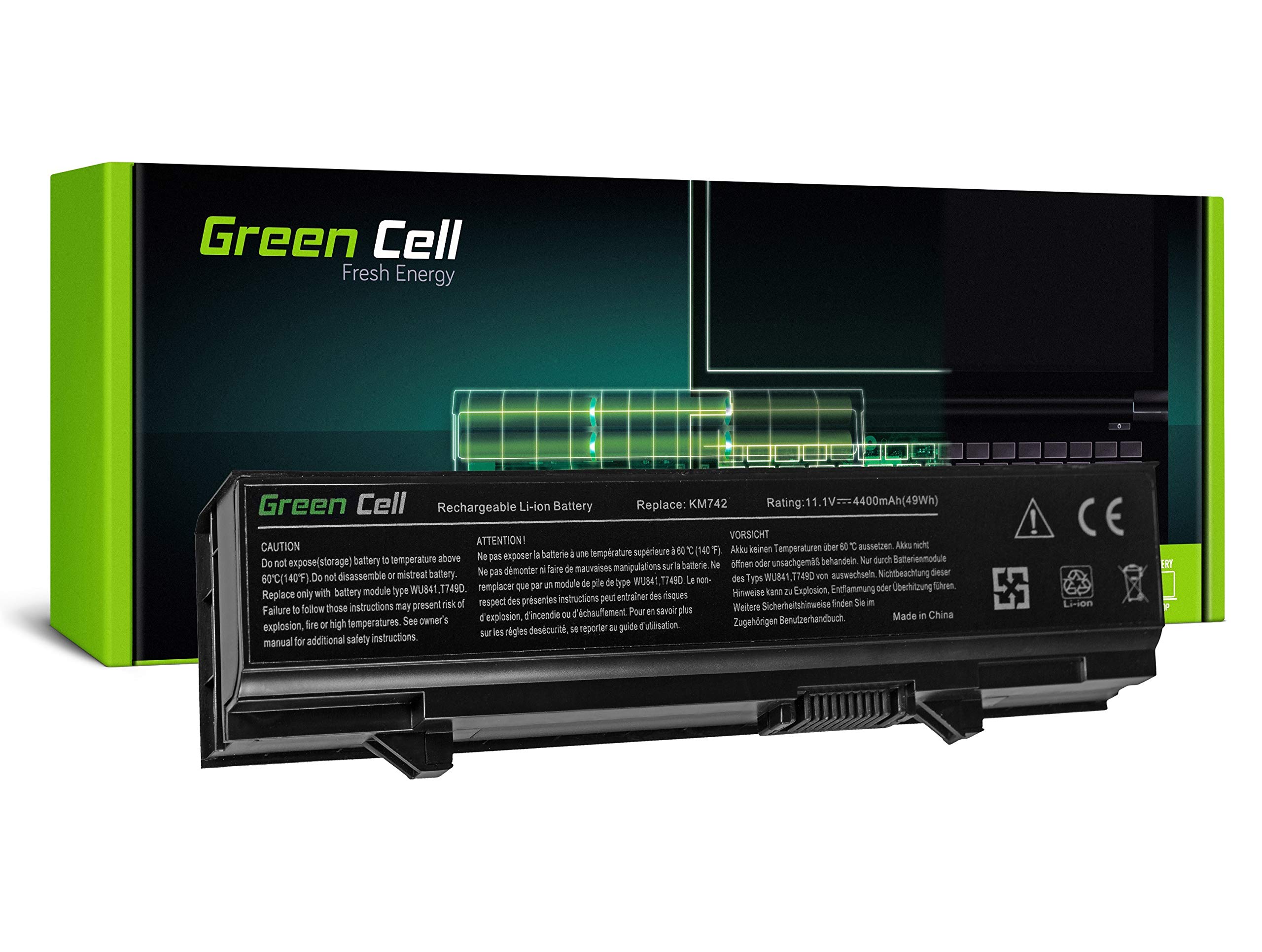 Green Cell Standard Series KM668 KM742 KM752 KM760 Laptop Battery for Dell Latitude E5400 E5410 E5500 E5510 (6 Cells 4400 mAh 11.1 V Black)