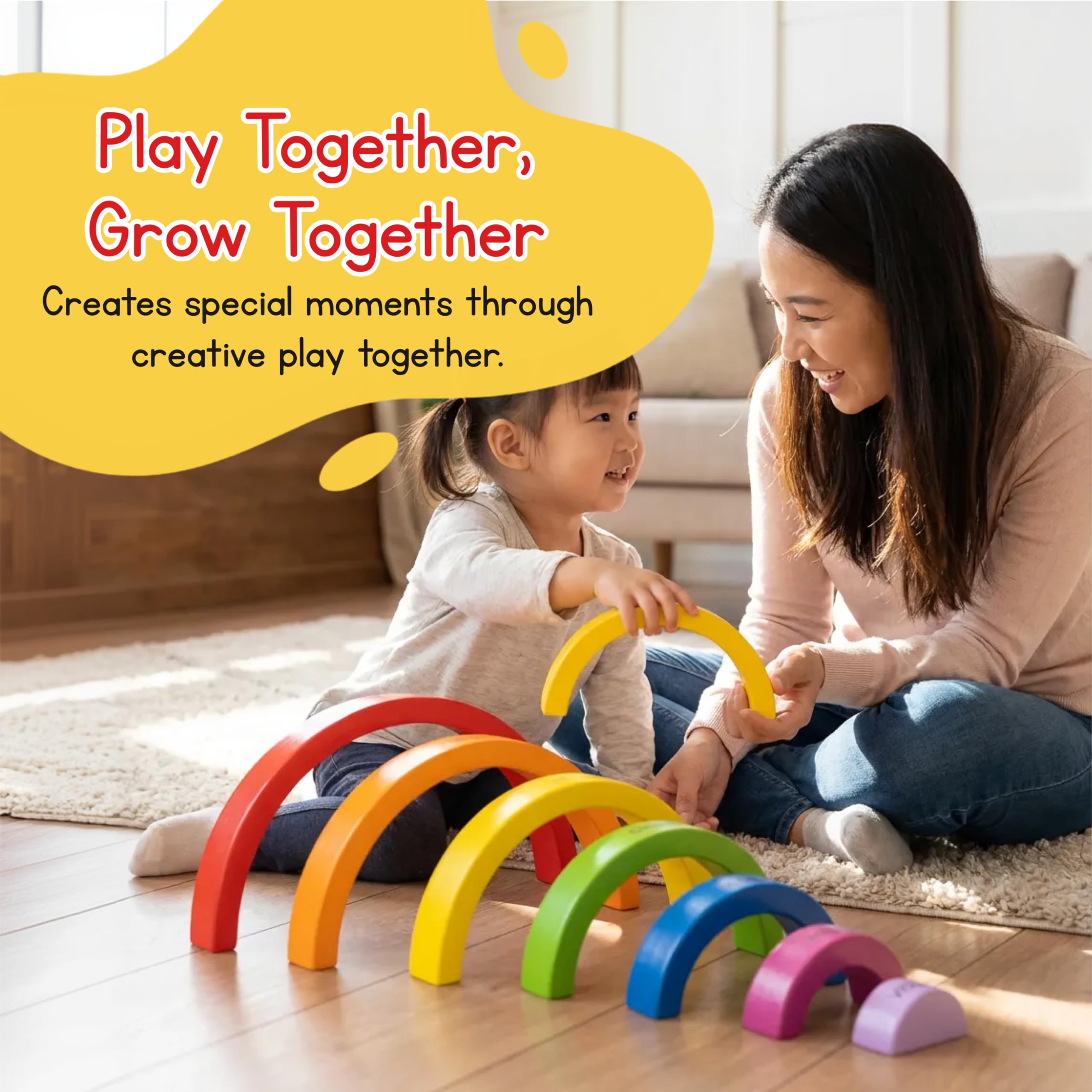 Amazon.com: Jack Rabbit Creations Wooden Rainbow Stacker Toy