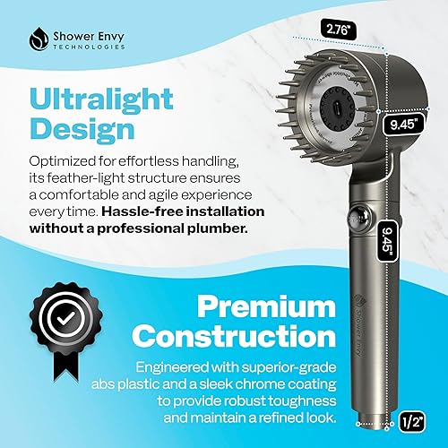 Miniatura 7 de ShowerEnvy Pure X - Cabezal de ducha de mano filtrado, alta presión, múltiples modos de pulverización, interruptor de encendidoapagado, purificador